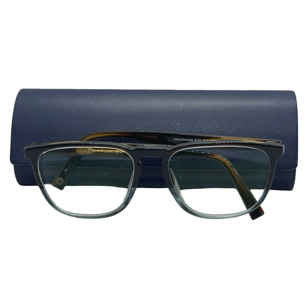 WARBY PARKER VAUGHAN 325 Brown/Blue Crystal Split Eyeglasses Frame with Case